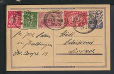 Bahnpost Infla Ganzsache Deutsches Reich Hessen Frankfurt Karlsruhe Zug 946