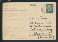 Bahnpost Karte Deutsches Reich Baden-Württemberg Karlsruhe Freudenstadt Zug 3910
