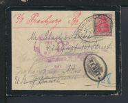 Bahnpost Brief Destination New York USA Deutsches Reich Hessen Frankfurt Basel