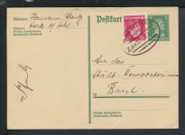 Bahnpost Ganzsache Deutsches Reich Baden-Württemberg Oppenweiler Kehl Zug 643