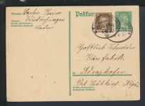Bahnpost Ganzsache Deutsches Reich Baden-Württemberg Waldshut Immendingen Z 174