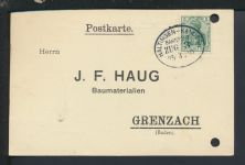 Bahnpost Karte Deutsches Reich Baden-Württemberg Haltingen Kandern Zug 3