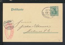 Bahnpost Ganzsache Deutsches Reich NRW Köln Verviers Belgien Zug 23 Colmar