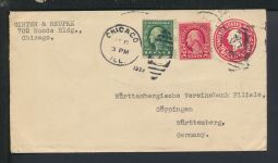 Bahnpost Brief Ganzsache USA Chicago Baden-Württemberg Göppingen Zug 59