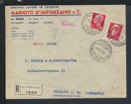 Bahnpost R-Brief Italien La Spezia Genf Mailand Freiburg Baden-Württemberg