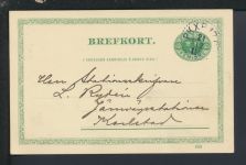 Bahnpost Ganzsache Schweden Stockholm Karlstad 1909