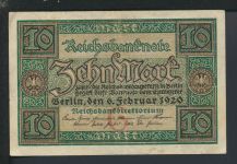 Geldschein Banknote Deutsches Reich Reichsbanknote 10 Mark II--II