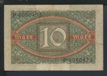 Geldschein Banknote Deutsches Reich Reichsbanknote 10 Mark II--II