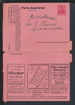 Deutsches Reich Ganzsache Porto Sparbrief Wst 40 Pfg Gemania Reklame oft Bad