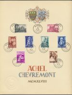 Belgien Gedenkblatt Abtei Achel und zur Basilika von Chèvremont Luxus 1948