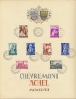 Belgien Gedenkblatt Abtei Achel und zur Basilika von Chèvremont Luxus 1948
