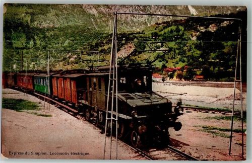 3907 Simplon Dorf Foto AK Eisenbahn Simplonexpress elektische Lokomotive