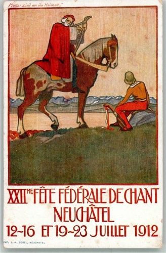 2000 Neuchâtel Neuenburg Gebrauchsspuren XXII. Fete Federale de Chant 1912 Sonderstempel