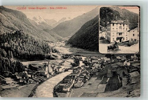 7542 Susch Foto AK Postkutsche Hotel Schweizerhof Feldpost Bataillon 160