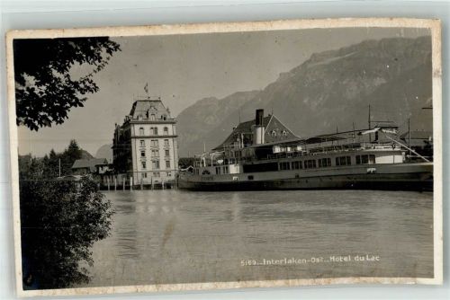 3800 Interlaken Foto AK Hotel du Lac Dampfschiff