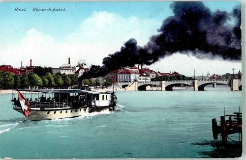 4000 Basel Bâle 1916 Foto AK Rheinschifffahrt Dampfer