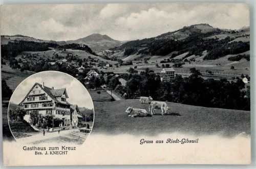 8498 Gibswil-Ried Foto AK Gasthaus zum Kreuz Feldpost I.Rekruten-Sch. 5/IX III, Kp.
