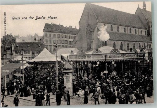 4000 Basel Bâle Foto AK Litfaßsäule Basler Messe Kirche
