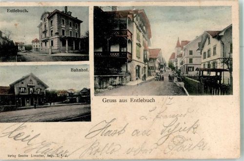 6162 Entlebuch 1905 Foto AK Bahnhof Straße