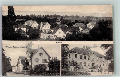 8595 Altnau Foto AK Fabrik Autom.Stickrei Schulhaus