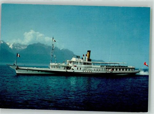 Raddampfer Le Rhone auf dem Genfersee Binnenschiff Foto AK