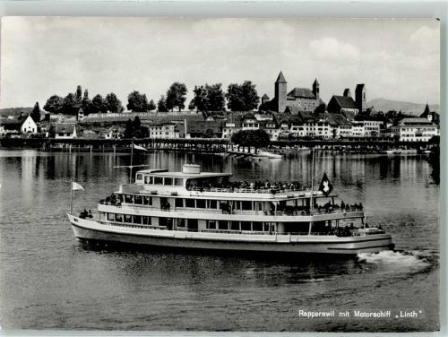 Rapperswil Jona Motorschiff Linth auf dem Zürichsee Photoglob 2444 Binnenschiff Foto AK