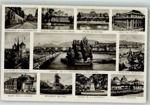 1200 Genève Genf 1930 Foto AK Denkmal de la Reformation Büro International Palais des Nations Postamt