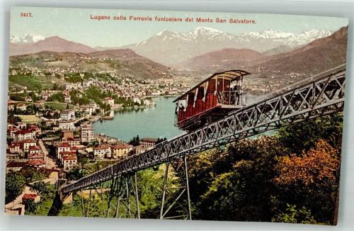 6900 Lugano Foto AK Standseilbahn Monte San Salvatore