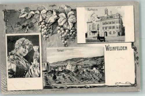 8570 Weinfelden 1906 Foto AK Wein Tracht Rathaus