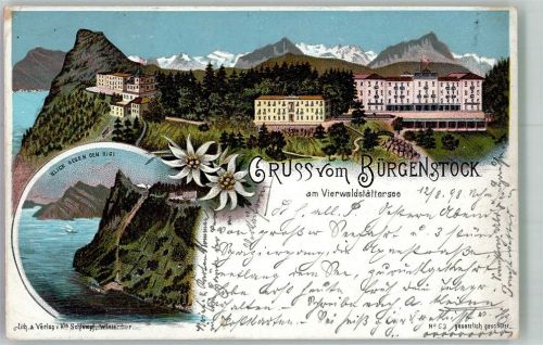 6363 Bürgenstock 1898 Lithographie Hotel Vierwaldstättersee