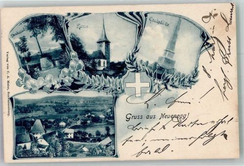 3176 Neuenegg 1903 Foto AK Denkmal Grabstätte Kirche