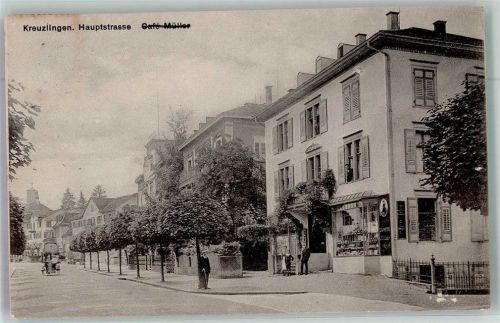 8280 Kreuzlingen 1928 Foto AK Cafe Hauptstrasse Bahnpost Zug 3260