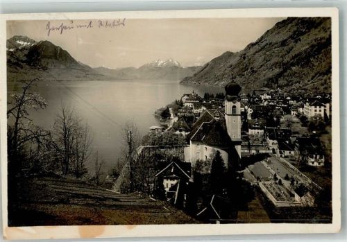 6442 Gersau 1924 Foto AK Kirche