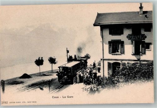 1824 Caux Foto AK Bahnhof Bergbahn