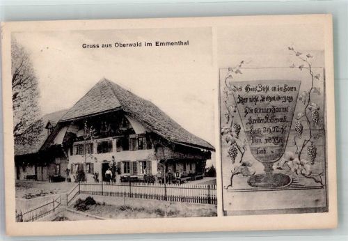 Oberwald im Emmental 1916 Foto AK Wein - Glas mit Spruch