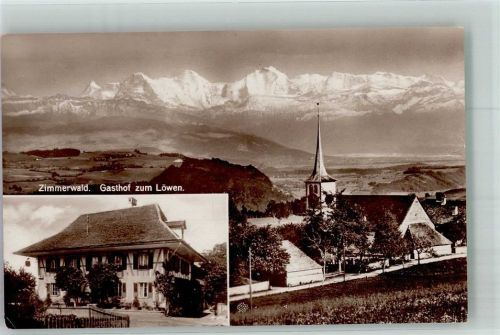 3086 Zimmerwald Foto AK Gasthaus zum Löwen Kirche