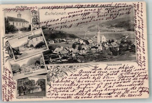 6182 Escholzmatt 1904 Foto AK Dorfplatz Kirche Bahnhofstrasse Kapelle Schwendelberg