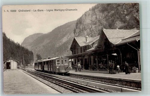 1925 Le Châtelard VS Foto AK Bahnhof Martigny-Châtelard-Bahn