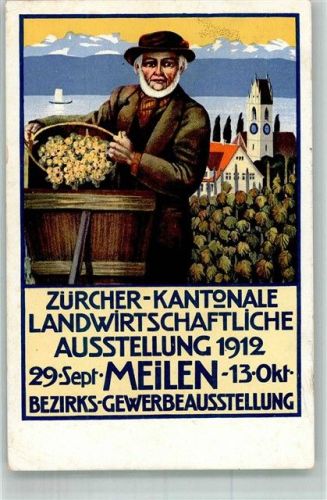 8706 Meilen 1912 Lithographie Ausstellung Landwirtschaft 1912