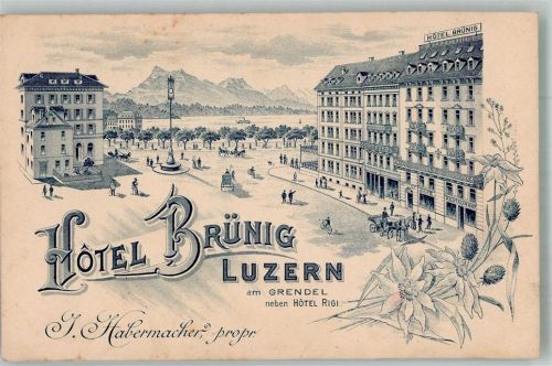 6000 Luzern Lucerne Lithographie Hotel Brünig Nota