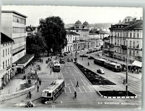 8400 Winterthur 1965 Foto AK Omnibus LKW Auto Bahnhofsplatz