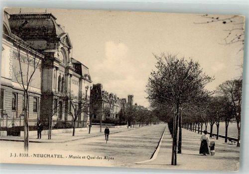 2000 Neuchâtel Neuenburg 1923 Foto AK Musée et Quai des Alpes