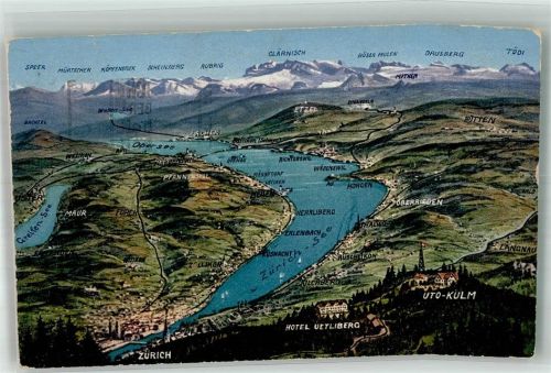 8000 Zürich 1929 Foto AK Vogelschau Zürichsee