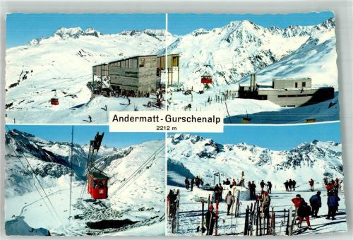 6490 Andermatt Winter Gurschenalp Seilbahn Mittelstation