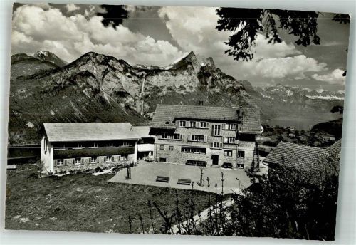 8757 Filzbach Foto AK Pension Ferienheim vom Blauen Kreuz Zürich