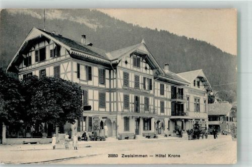 3770 Zweisimmen 1917 Foto AK Hotel Krone Bahnpost Zug 1980