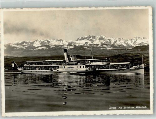 Zürich Raddampfer Stadt Rapperswil Zürichsee Binnenschiff Foto AK