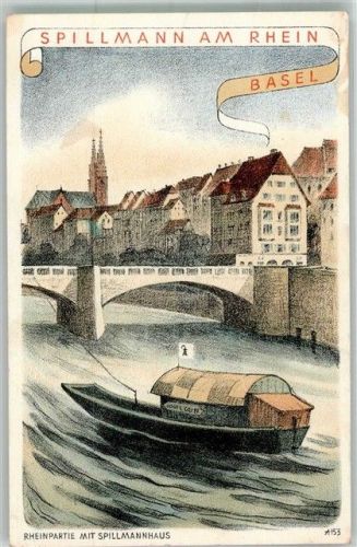4000 Basel Bâle 1954 Künstlersteindruck Spillmannhaus rheinpartie Notopfermarke Berlin