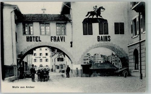 7440 Andeer Foto AK Feldpost Takt.Kurse 6. Div. Hotel Fravi Ochsenkarren Gasthaus Sonne
