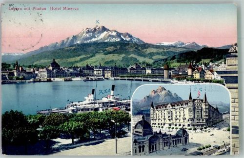6000 Luzern Lucerne 1912 Foto AK Hotel Minerva Pilatus